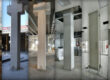 Series of images shows the development of a concrete column - from the shell through various stages of construction to the finished, plastered interior solution.