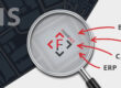 Graphic with city map in the background, a magnifying glass pointed at the Framence logo. Red arrows point to BAS, IoT, CAFM and ERP as integrated systems.